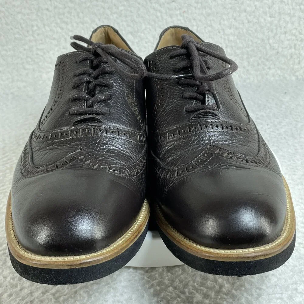 Marc Joseph New York Mens Size 9M Brown Leather Dress Shoes With Black Soles